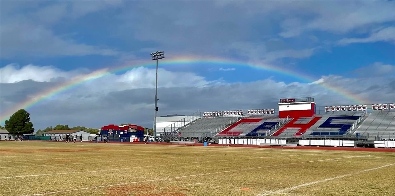 Rainbow over Stadium